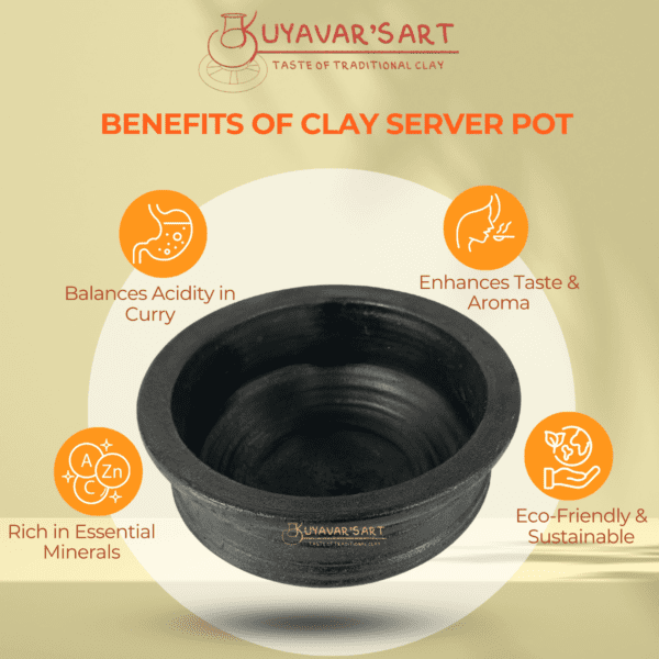 Black Clay Server Chatti - 9 Inch (Medium) | Handmade & Eco-Friendly - Image 6