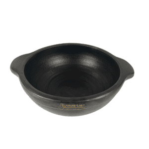 Black Clay Die Kadai With Handles - 10 Inch (Big) | Handmade & Eco-Friendly