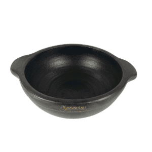 Black Clay Die Kadai With Handles - 9 Inch (Medium) | Handmade & Eco-Friendly
