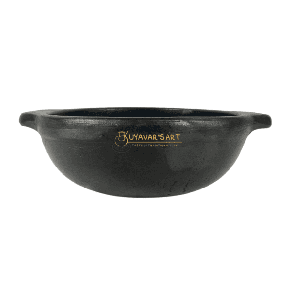 Black Clay Die Kadai With Handles - 9 Inch (Medium) | Handmade & Eco-Friendly - Image 3