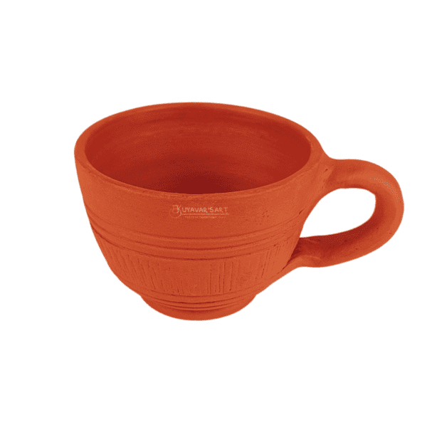Conical Clay Tea Cup Vintage Stripes– Handmade & Eco-Friendly (150ml, Set of 6) - Image 7