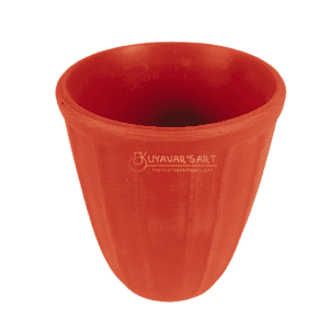 Conical Clay Tea Cup | Water Tumbler Ribbed Pattern – Handmade & Eco-Friendly (200ml, Set of 6)