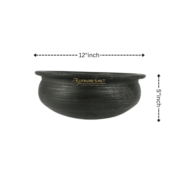 Black Clay Curry Pot 12 inch | Handmade & Eco-Friendly - Image 2