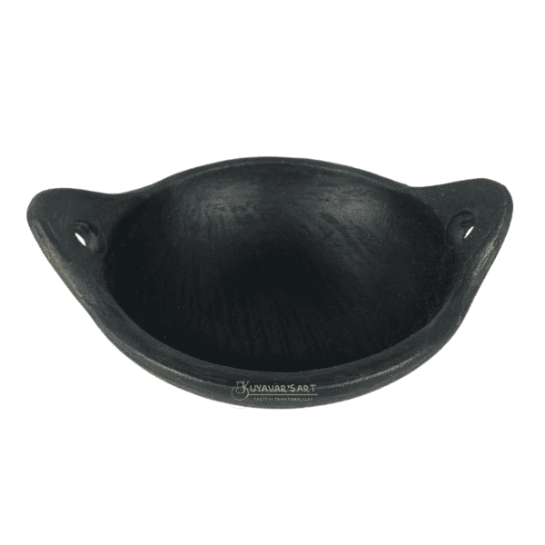 Black Clay Kadai - 9 Inch | Handmade & Traditional Terracotta Cooking Pot