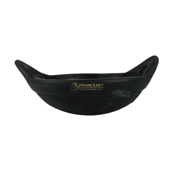 Black Clay Kadai - 9 Inch | Handmade & Traditional Terracotta Cooking Pot - Image 3