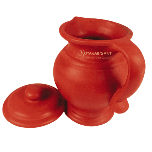 Hourglass Clay Water Jug – Handmade & Eco-Friendly (1 Liter with Lid) - Image 4