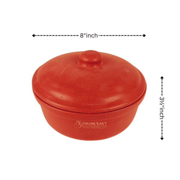 Premium Unglazed Clay Biryani Pot with Lid – Traditional Earthen Cookware for Authentic Flavors (8 X 3½ inches) - Image 2