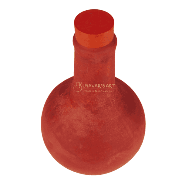 Round Bottom Long Neck Clay Clay  Water Bottle With Cap – Handmade & Eco-Friendly (1000ml, Set of 1) - Image 3