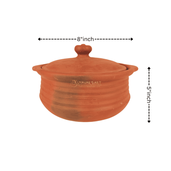 Royal Unglazed Clay Biryani Pot with Lid (8 X 5 inches) - Image 2
