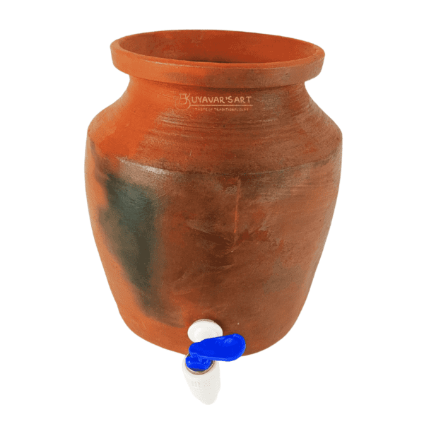 Wide-Mouth Curved Clay Water Dispenser  – Handmade & Eco-Friendly (10 Litre with Tap)