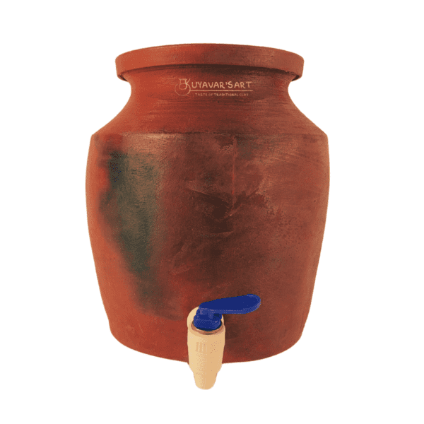 Wide-Mouth Curved Clay Water Dispenser  – Handmade & Eco-Friendly (10 Litre with Tap) - Image 3