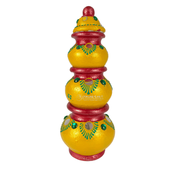 Yellow Color Clay Kubera Lakshmi Pot Set | Clay Spiritual Vastu pot
